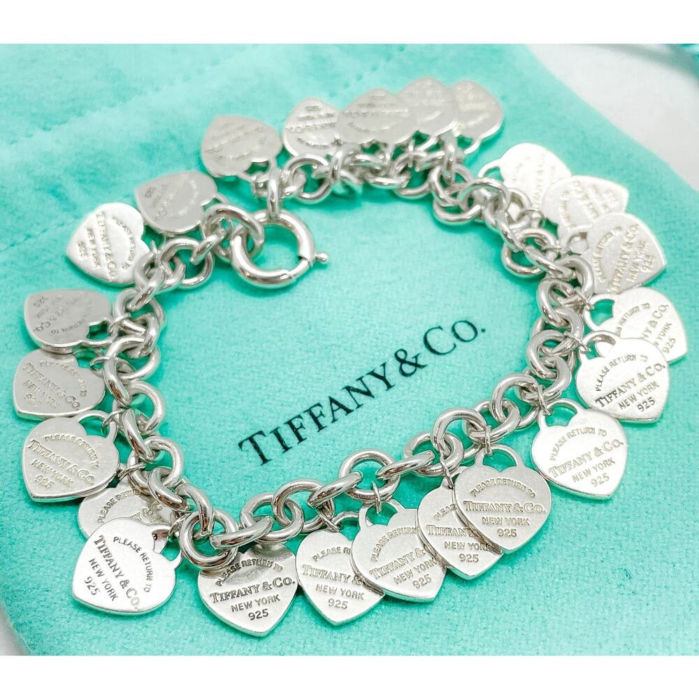 Tiffany & Co. Return to Tiffany Multi Heart Tag Bracelet Sterling Silver 7" - Picture 9 of 15